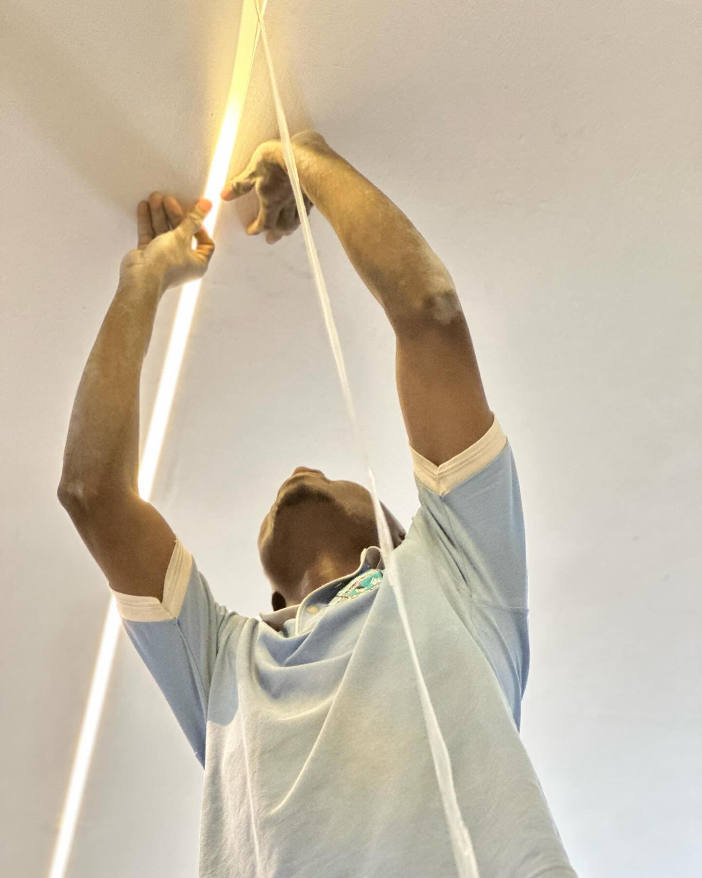 Modern smart home interior with automated lighting